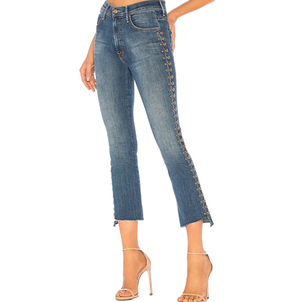 MOTHER Denim The Insider Crop Step Fray 32 Rough Stud